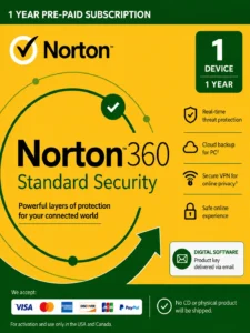 Norton 360 Standard – 1 Device/ 1 Year- USA/Canada