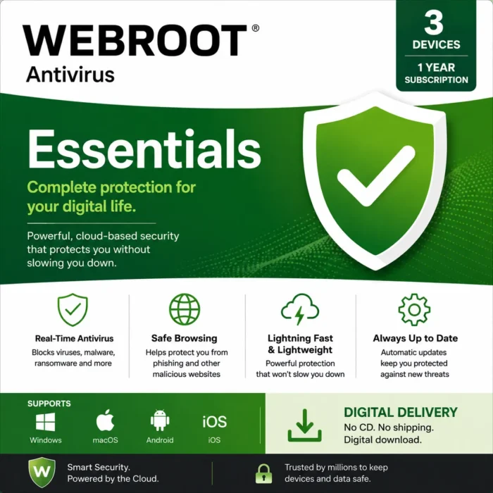 Webroot Essentials 3 Devices/1 Year-USA/Canada