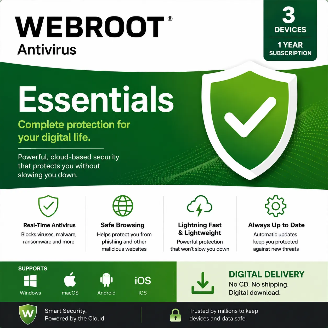 Webroot Essentials 3 Devices/1 Year-USA/Canada