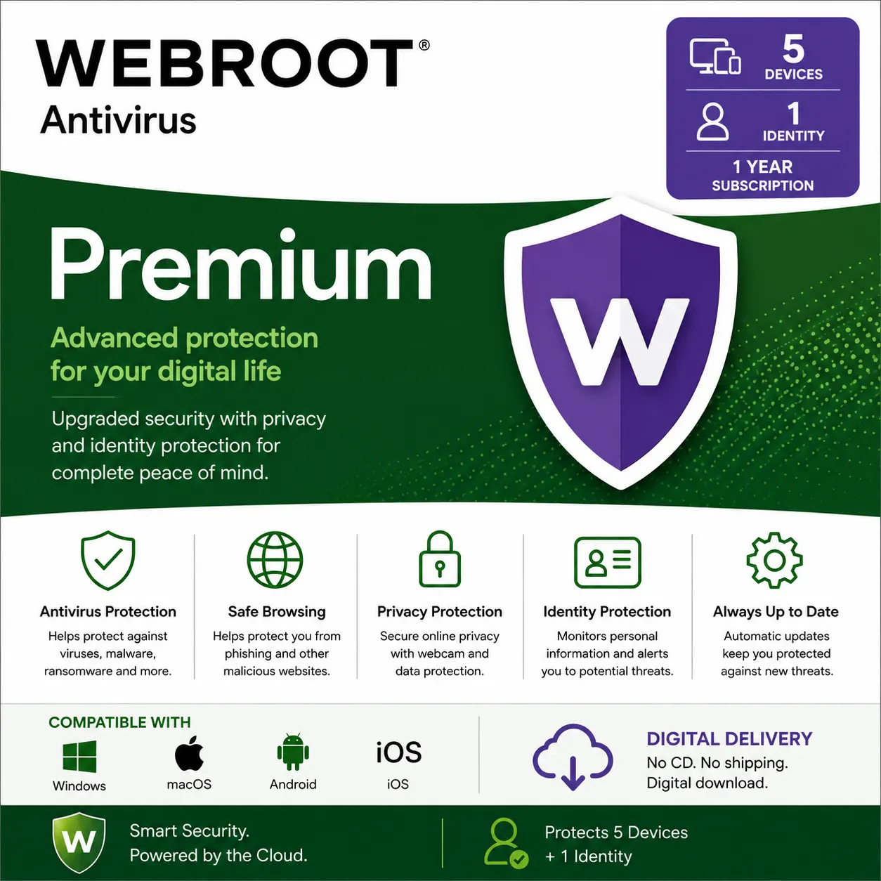 Webroot Essentials – 5 Devices/1 Year-USA/Canada