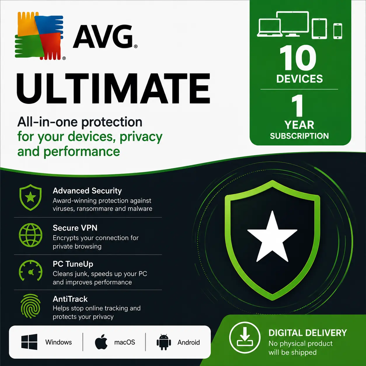 AVG Ultimate – 10 Devices, 1 Year
