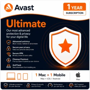 Avast Ultimate – 1 Mac + 1 Mobile Device/1 Year- USA/Canada