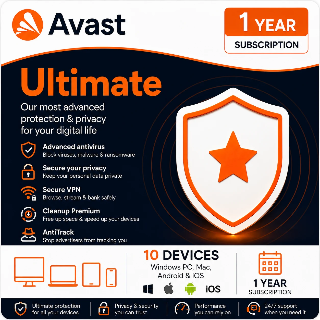 Avast Ultimate – 10 Devices/1 Year- USA/Canada