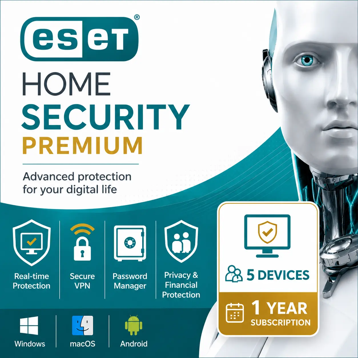 ESET HOME Security Premium – 5 Devices/1 Year - USA/Canada