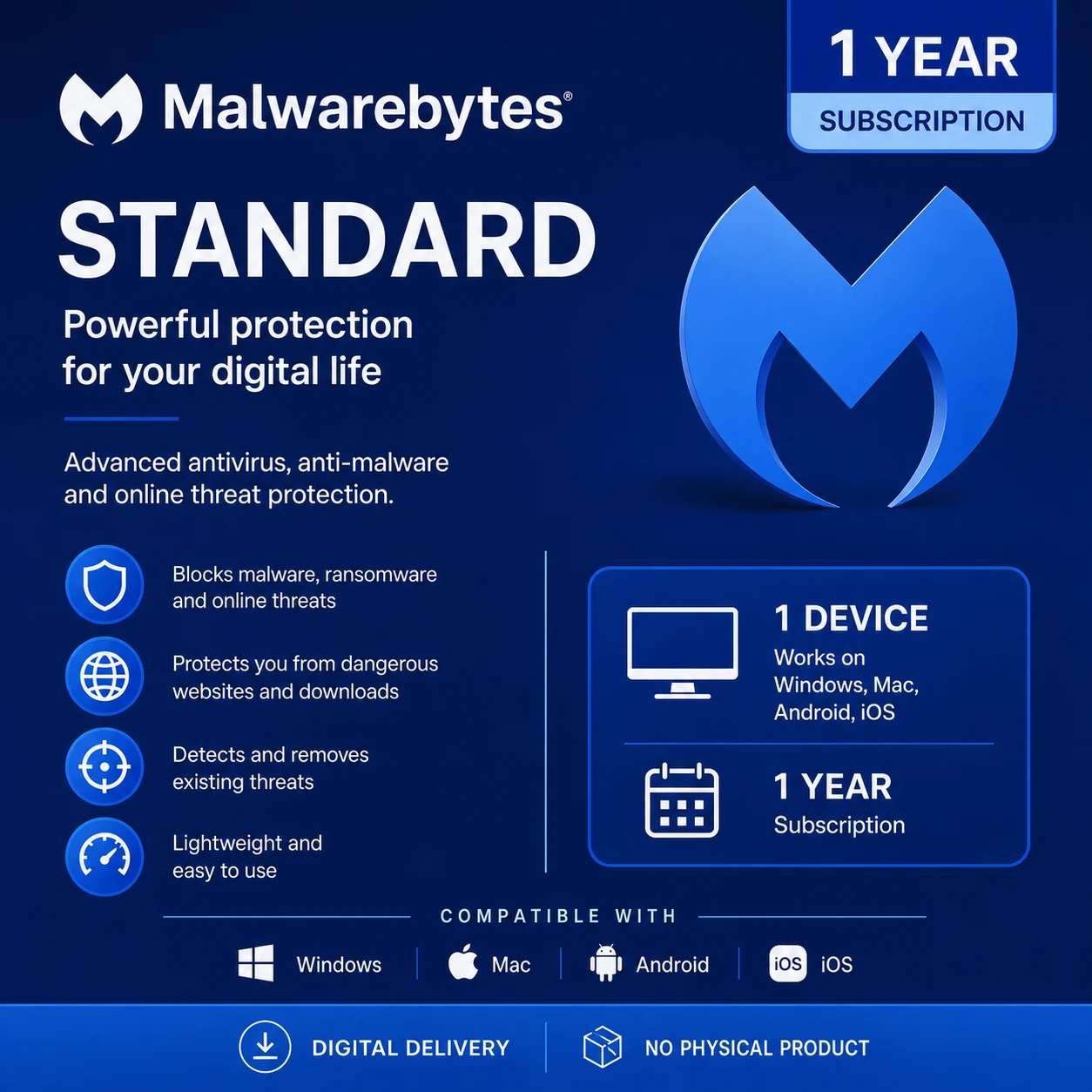 Malwarebytes Standard – 1 Device/1 Year - USA/Canada