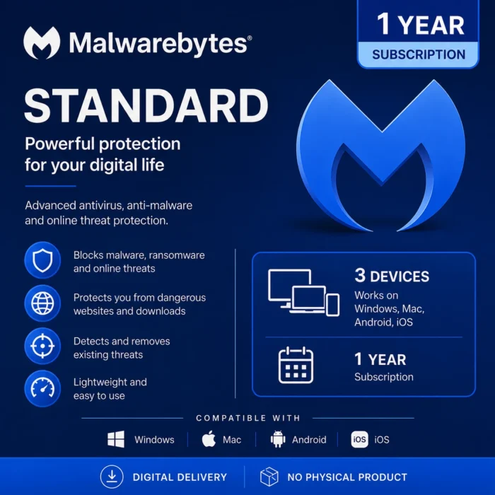 Malwarebytes Standard – 3 Devices/1 Year - USA/Canada