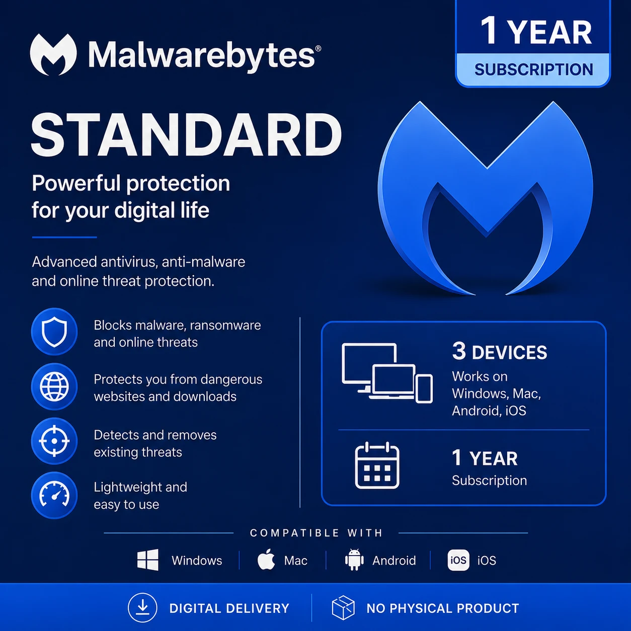 Malwarebytes Standard – 3 Devices/1 Year - USA/Canada