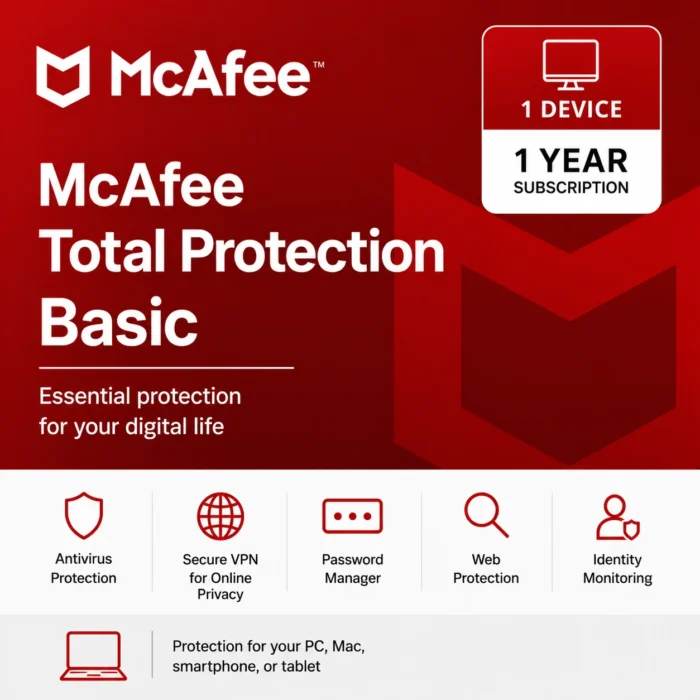 McAfee Total Protection Basic – 1 Device/1 Year- USA/Canada